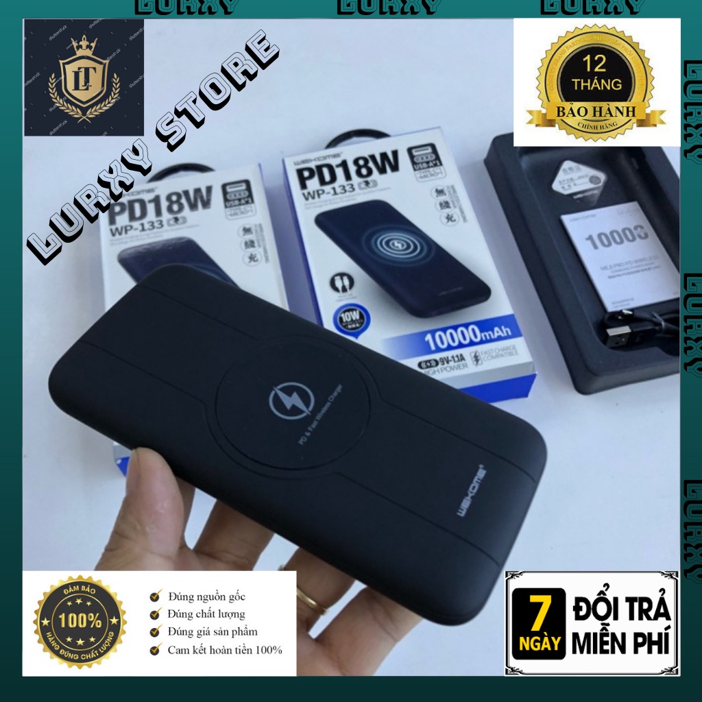 Sạc Dự Phòng WK Sạc Nhanh Không Dây PD18W+QC3.0 WK WP-133 Chính Hãng Bảo Hành 6 Tháng