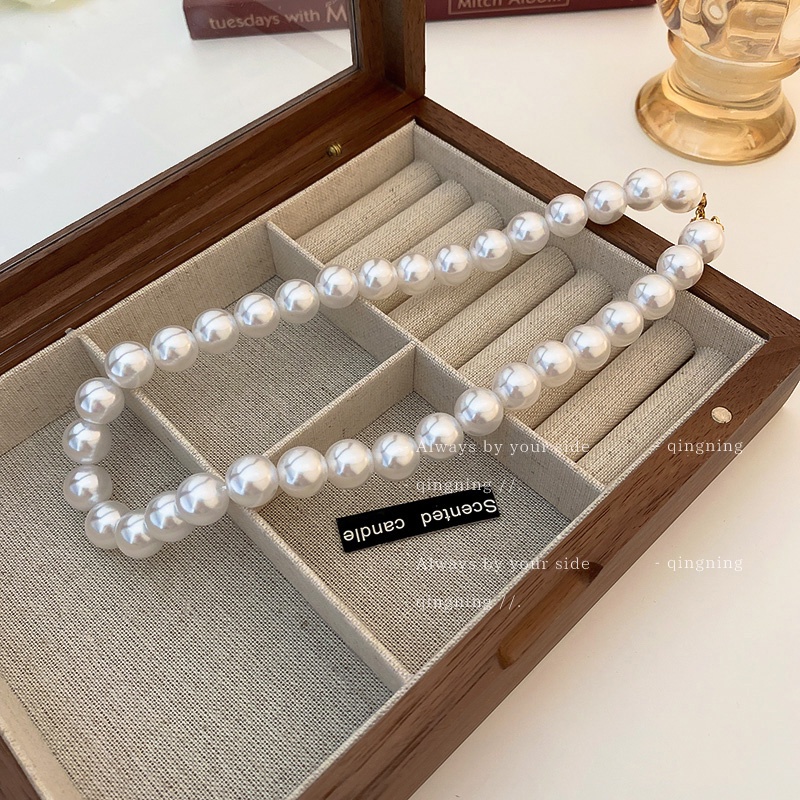 DREJEW Vòng cổ mặt ngọc trai lớn phong cách độc đáo thời trang Pháp cổ điển dễ phối đồ dành cho nữ