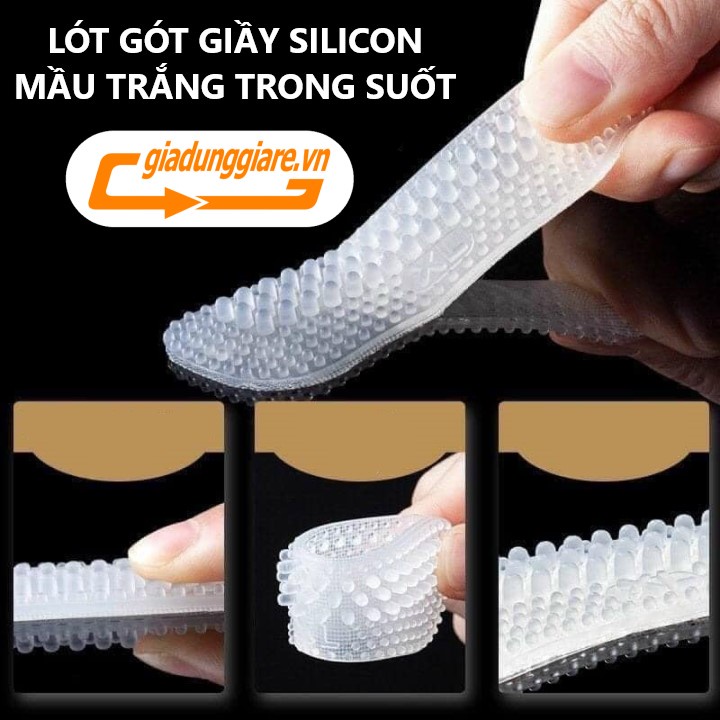 2 Miếng đệm lót giày silicon 4D chống đau chân lót gót giầy êm ái chống trày gót chân