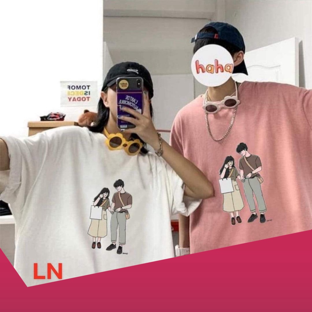 Áo Thun Nam Nữ Tay Lỡ From Rông UNISEX  In Hình Đôi Bạn Siêu Hot Chất Cotton Mịn Đẹp