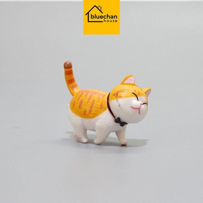 Mô hình trang trí mèo béo đi bộ để bàn mini, tiểu cảnh, trang trí bàn học, bàn làm việc, tủ sách