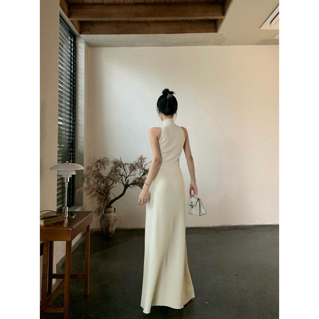 Bộ Áo tank top Dệt Kim Cổ Điển Với Chân Váy Lưng Cao Ôm Dài Nửa Dáng (Đặt Hàng Riêng Lẻ)