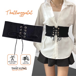 Đai váy vải thun bản to dây đan phối đầm, vest cá tính bản 11.5cm DV078 - Thắt Lưng Giá Tốt