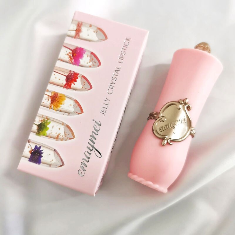 1Pc Crystal Jelly Lip Balm Son môi Nhiệt độ màu hoa Thay đổi màu son Son dưỡng bóng Son dưỡng ẩm lâu dài trong suốt