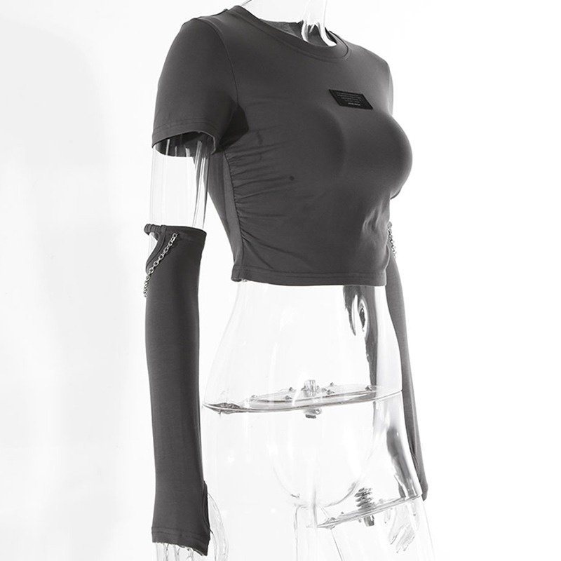 Áo Thun Lửng Tay Dài Cổ Tròn In Chữ Thời Trang Dành Cho Nữ