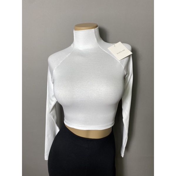 Áo croptop cổ lọ tay dài DUDULAN Áo thun dài tay cổ lọ chất cotton
