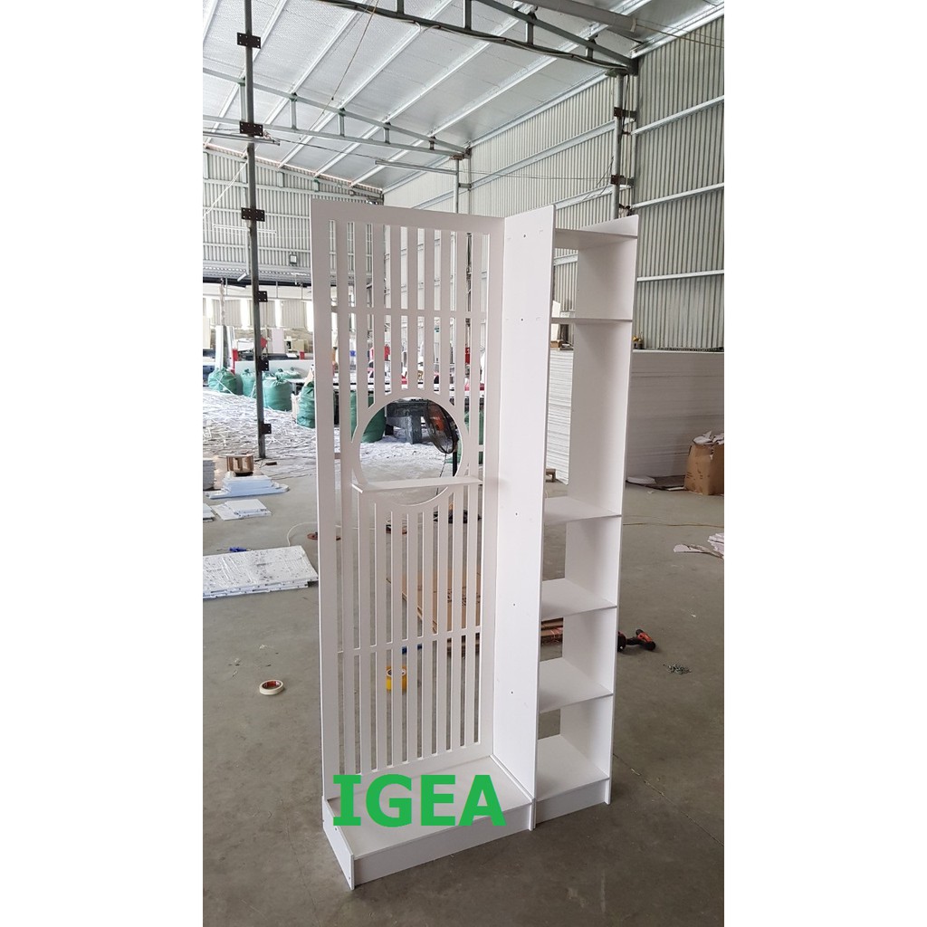 Vách ngăn chắn phòng khách sọc dọc liền kệ hiện đạichính hãng IGA- IG495