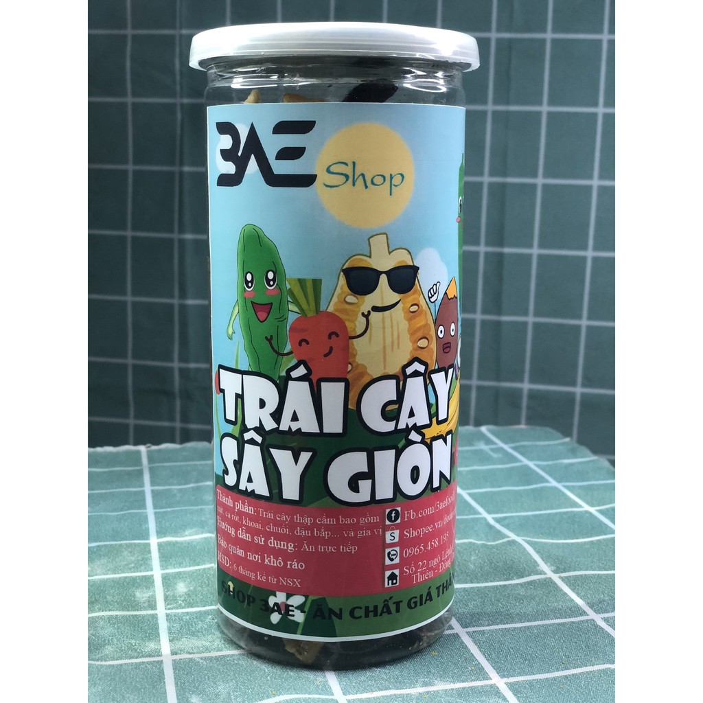 Trái cây thập cẩm sấy giòn thơm loại hộp 270g shop 3AE đồ ăn vặt Hà Nội ngon bổ rẻ