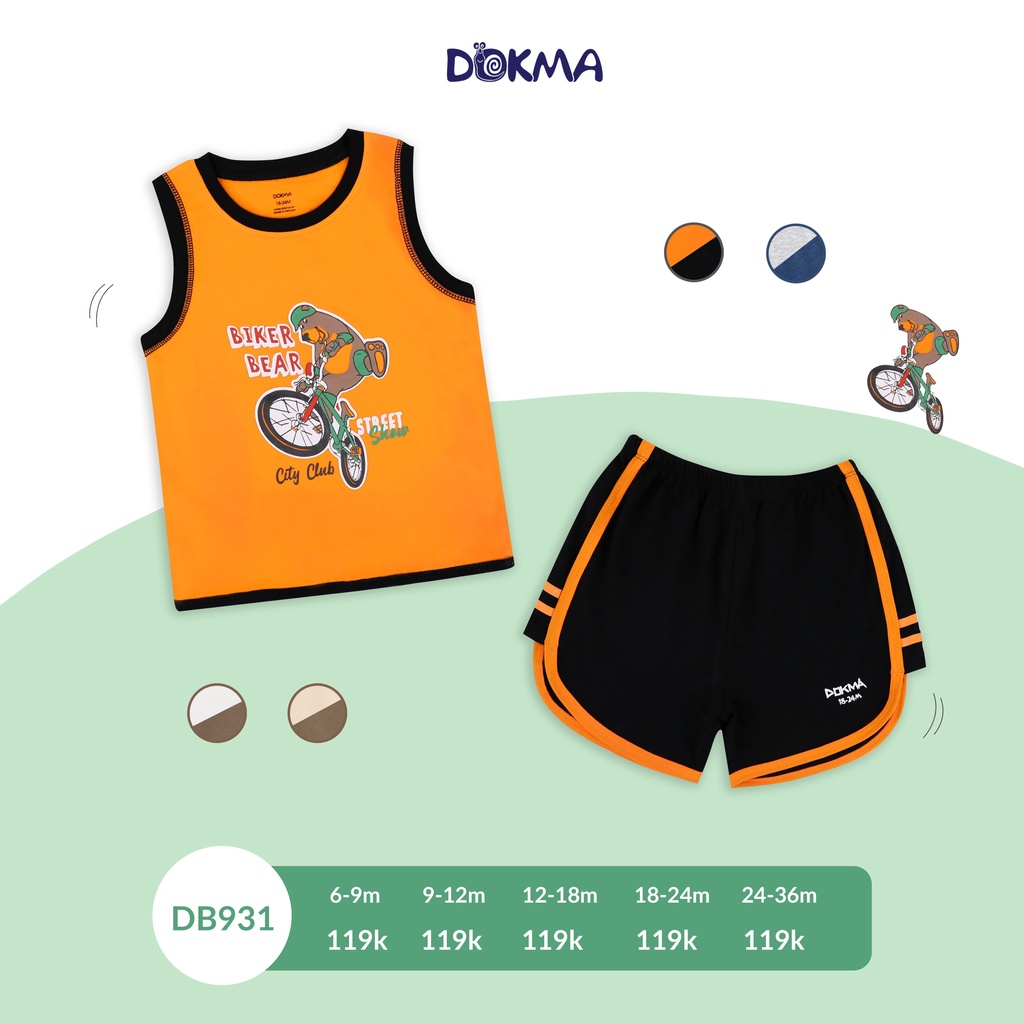 DB931 Bộ ba lỗ bé trai cotton Dokma (9-36M)
