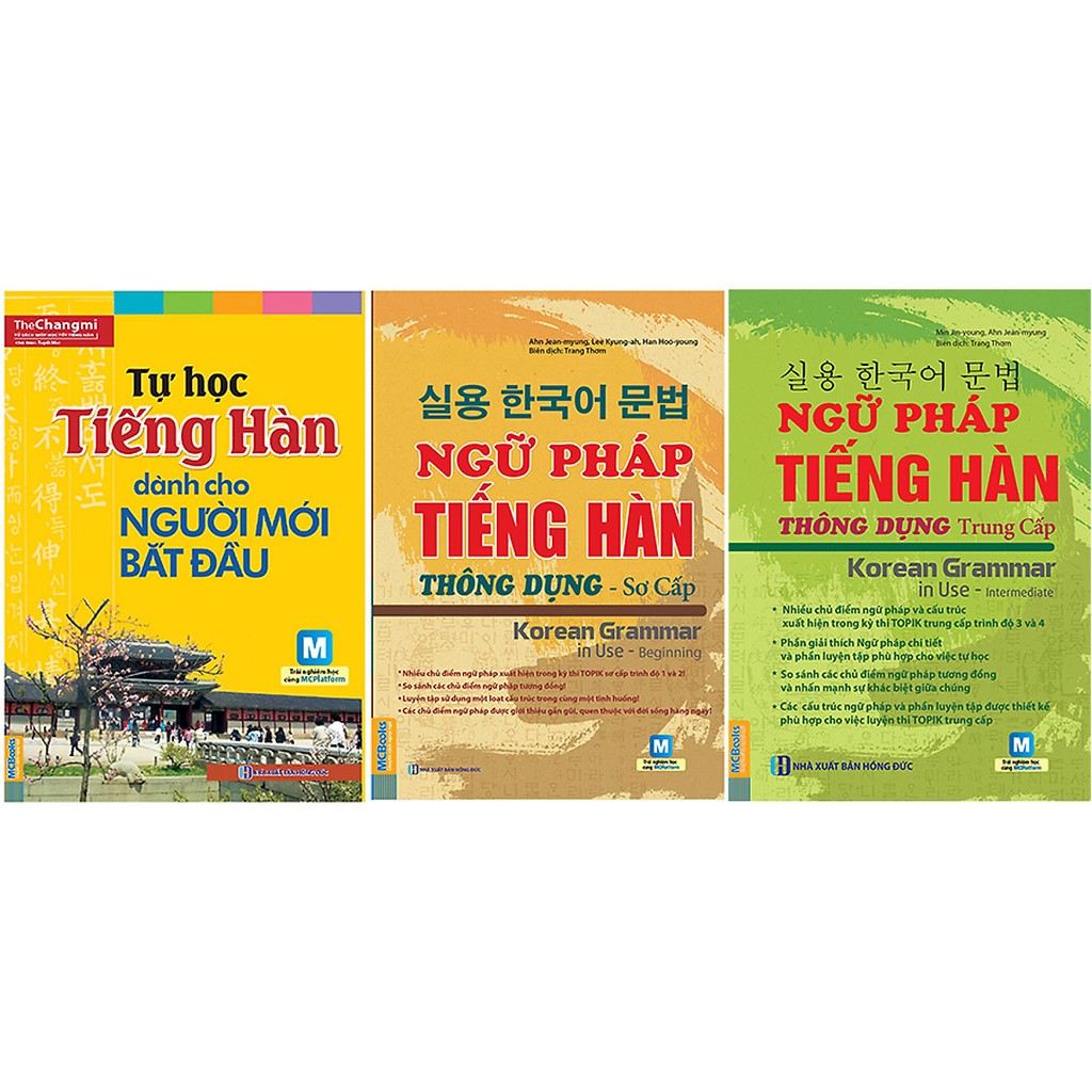 Sách - Combo Ngữ Pháp TIếng Hàn Thông Dụng Sơ - Trung Cấp + Tự Học Tiếng Hàn Cho Người Mới Bắt Đầu