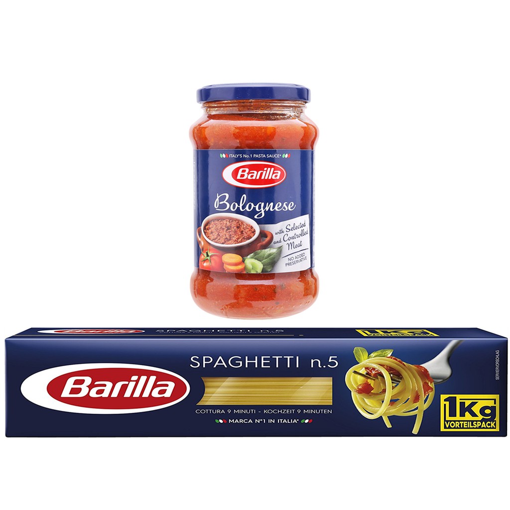 Combo Mì Spaghetti 1kg & Sốt Barilla 400g (2 loại)
