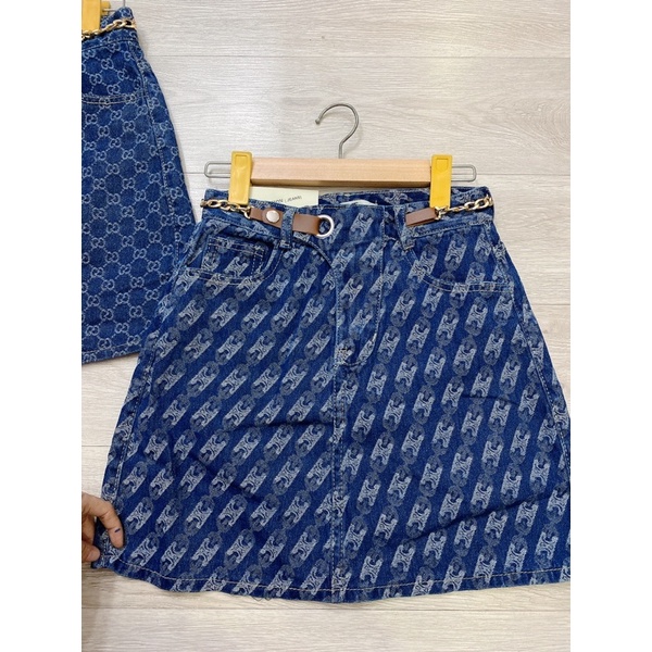 [Mã SKAMCLU7 giảm 10% tối đa 50K đơn 0Đ] chân váy jean hoạ tiết kèm đai xích(hình thật | BigBuy360 - bigbuy360.vn