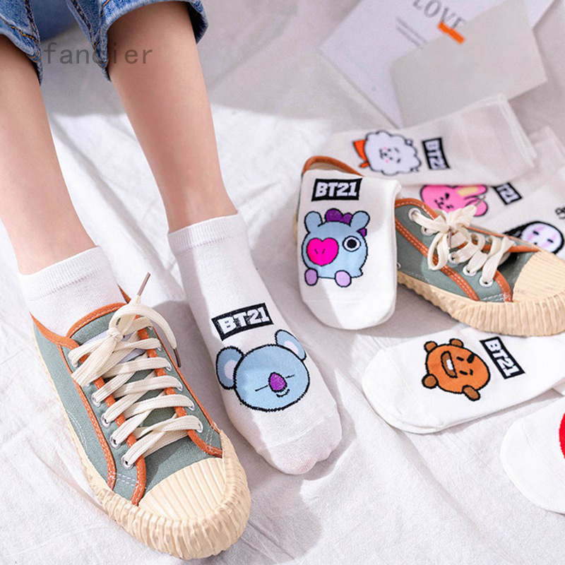 Đôi Vớ Cổ Thấp In Hình Bt21 Bts Hoạt Hình Dễ Thương