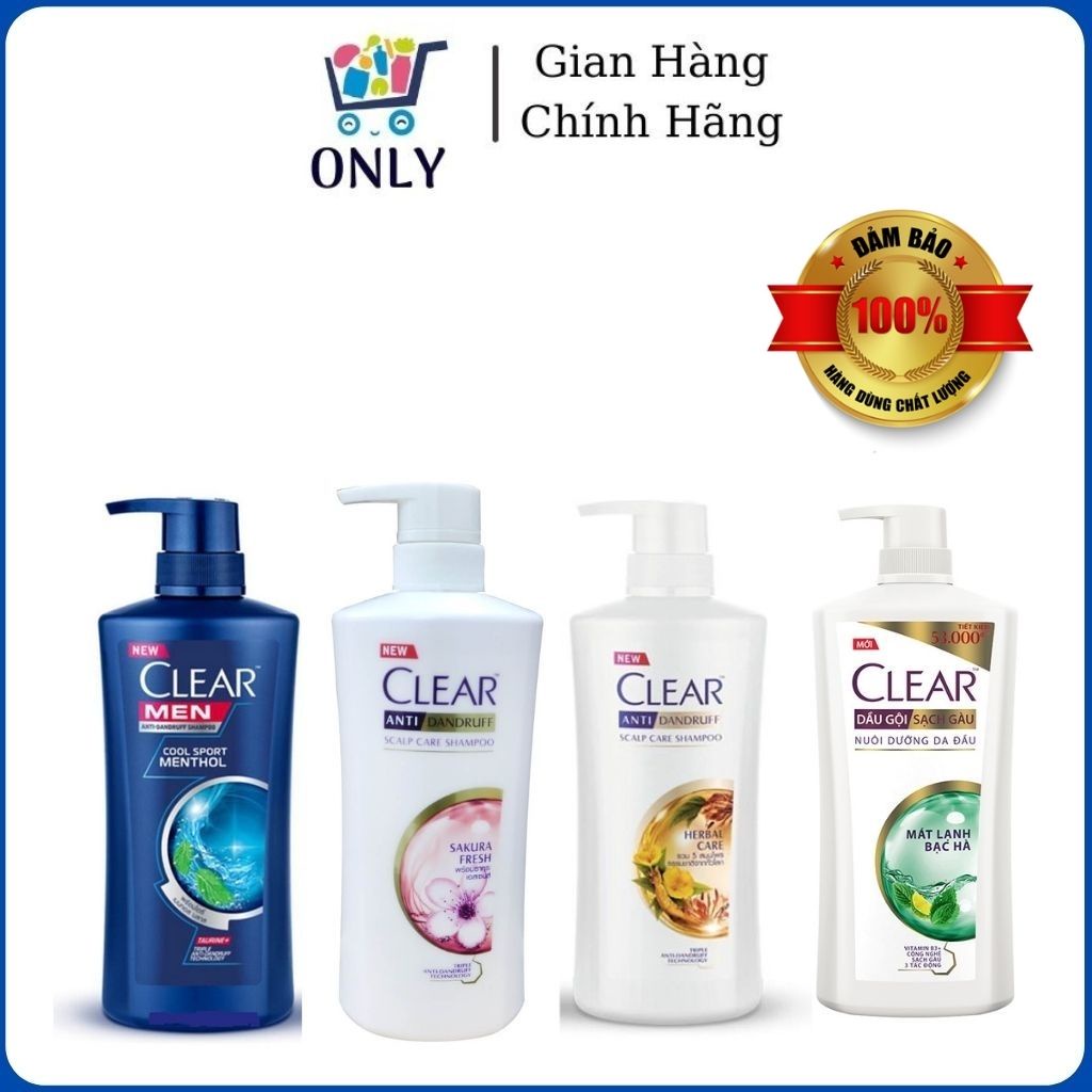 Dầu Gội Đầu Clear Bạc Hà, Anh Đào, Men,Dầu Gội Thảo Dược Thái Lan 480ML Mát Lạnh Bạc Hà Đánh Bay Gầu Ngứa Only Store