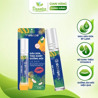 Dầu dừa nguyên chất ép lạnh Vietcoco dưỡng hồng mềm môi 2ml - Oganico