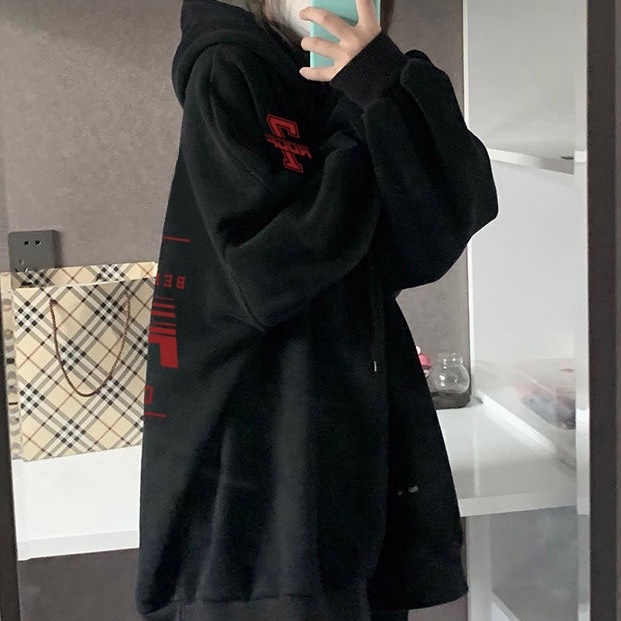ZHELIHANGFEI Áo Hoodie Họa Tiết In Theo Phong Cách Preppy