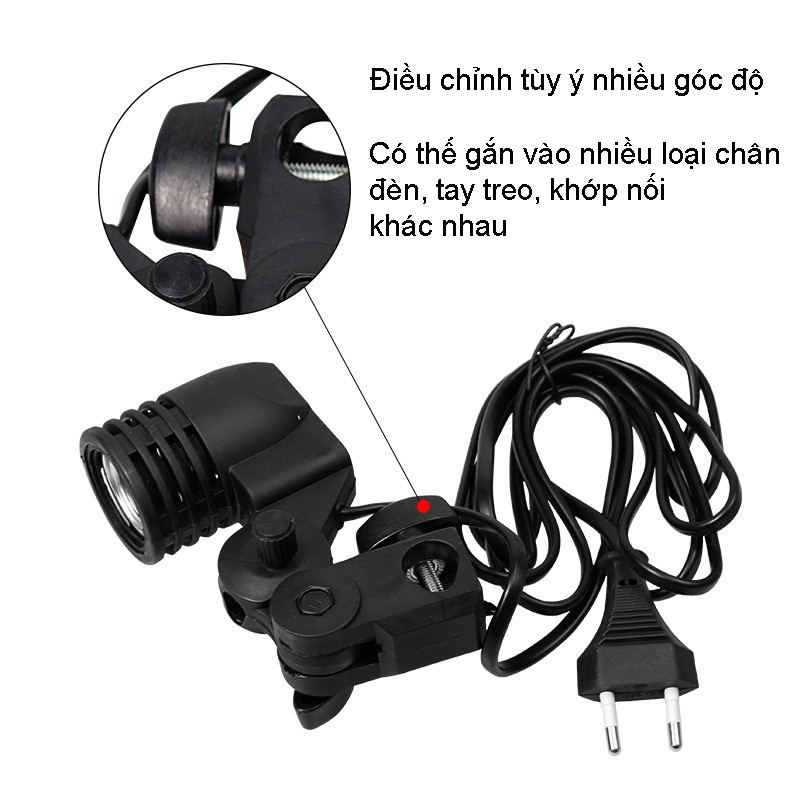 Đui đèn E27 kiêm đế đỡ bóng đèn chụp ảnh dùng cho các studio với phích cắm EU tiện dụng
