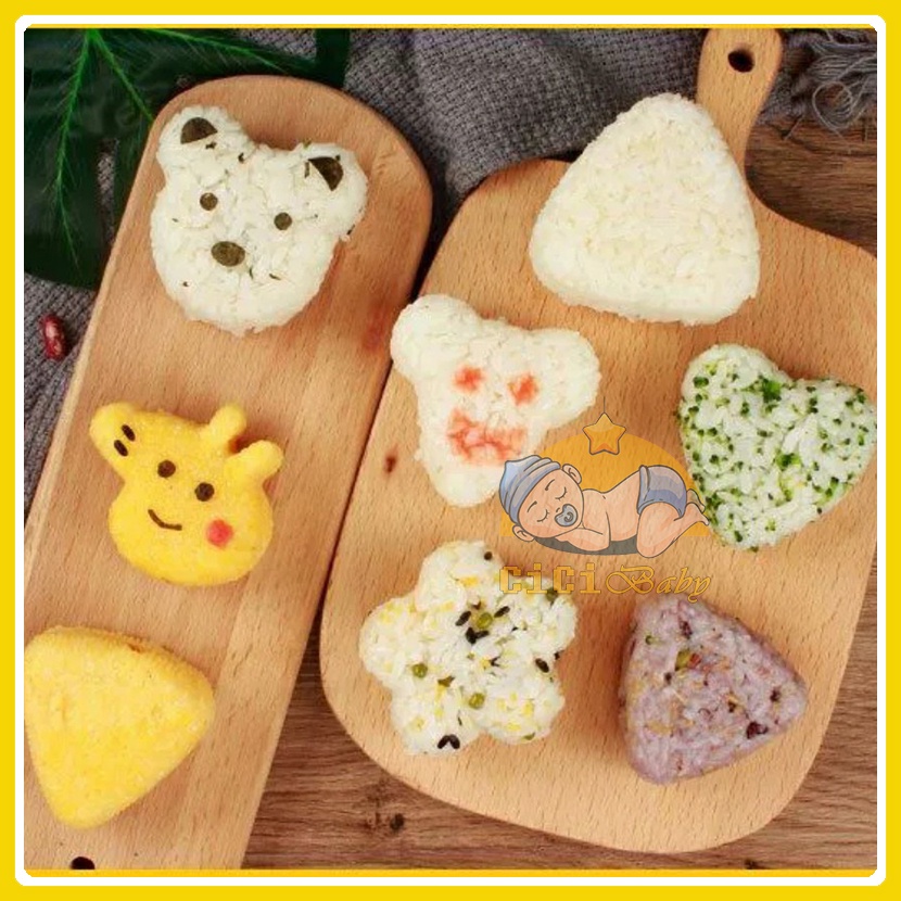 Khuôn cơm ăn dặm cho bé, khuôn ép tạo hình cơm nắm ONIGIRI
