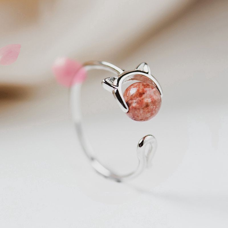 Nhẫn đá mắt mèo hồng