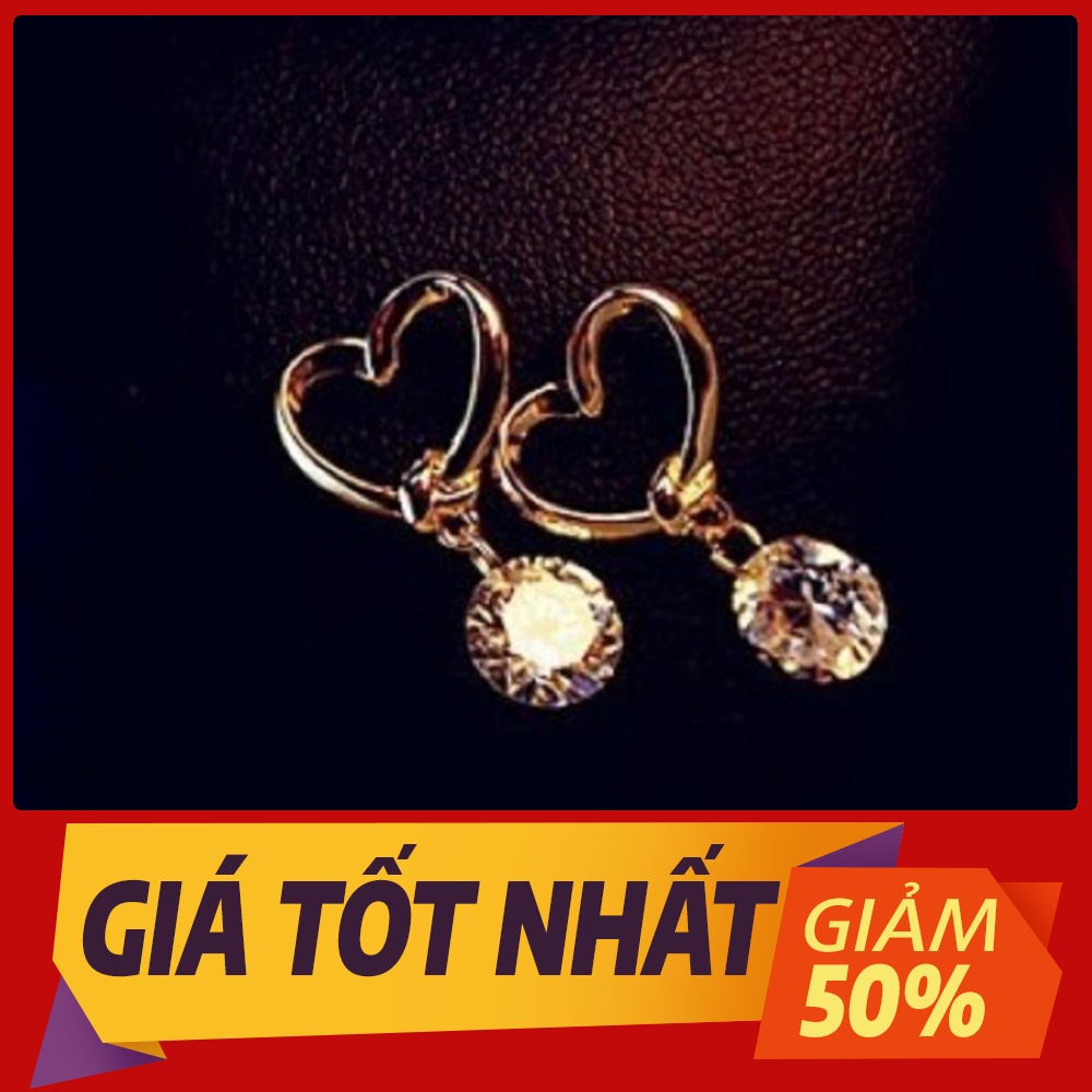 Bông tai dáng dài đính đá Zircon đơn giản
