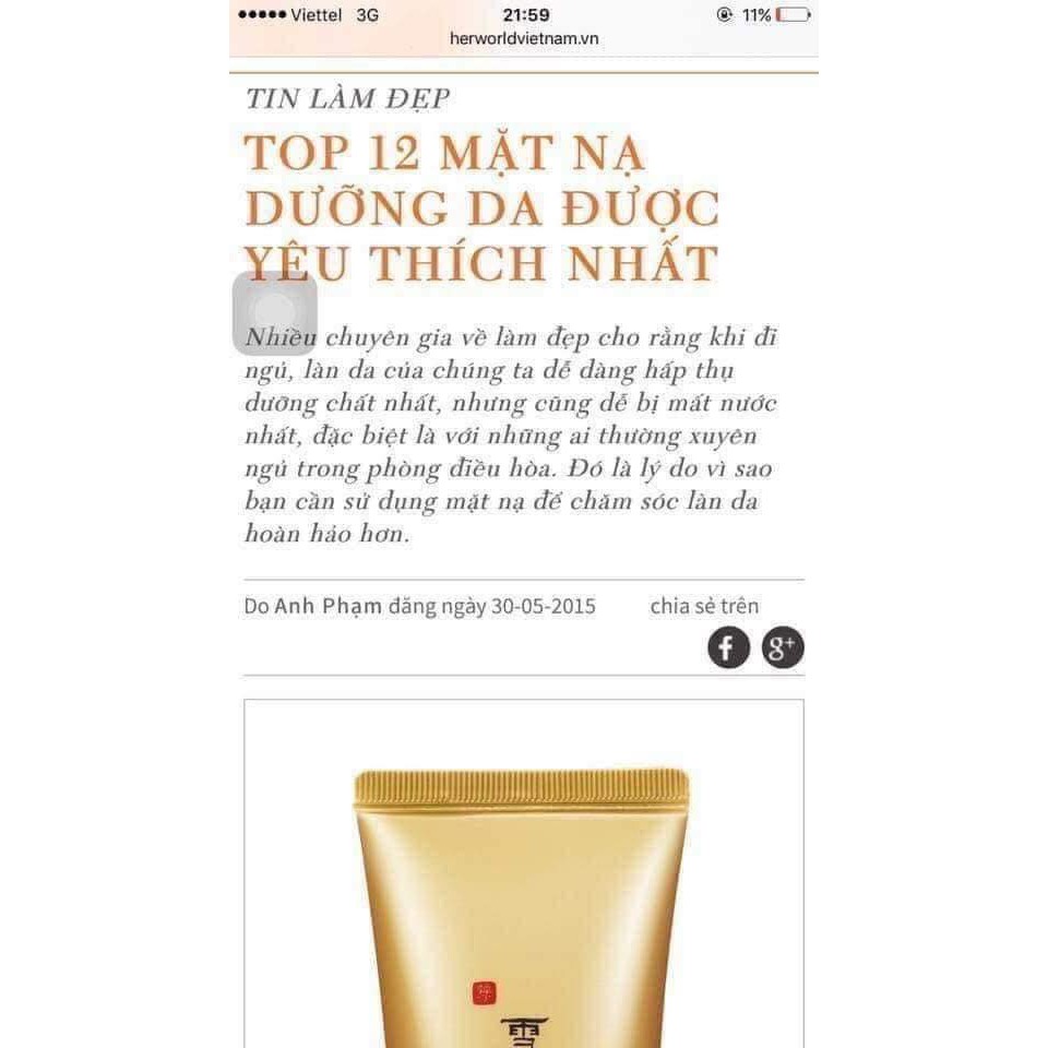 Mặt nạ ngủ SULWHASOO nhân sâm cao cấp Sulwhasoo Overnight Vitalizing Mask 35ml