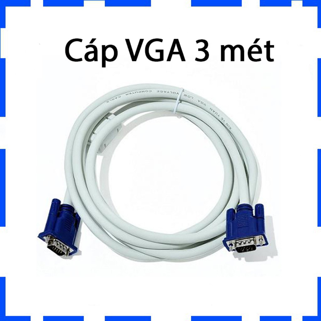 [ Giá Gốc ] Dây VGA  Cáp VGA 3 mét  2 đầu màu xanh  Chống nhiễu  BH 3 T