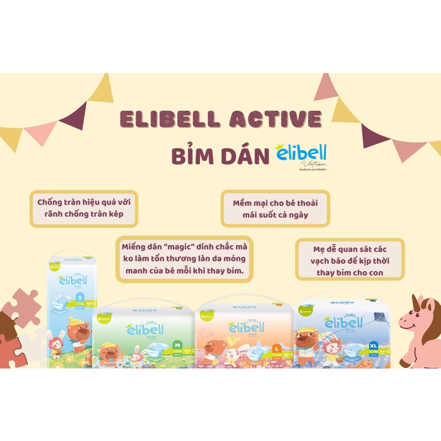[CHÍNH HÃNG] Bỉm dán/quần ELIBELL Nga ACTIVE phiên bản không đau ví mềm mỏng đủ size cho bé