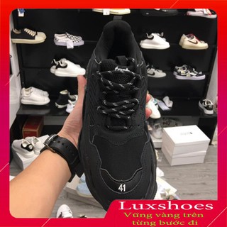 Giày sneaker balen nam nữ đế bẩn trips cao cấp + màu đen - luxshoes