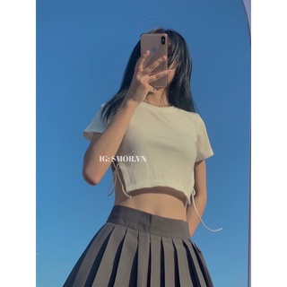 [ẢNH THẬT ĐỘC QUYỀN SMOR.VN] Áo croptop tay ngắn, xẻ eo