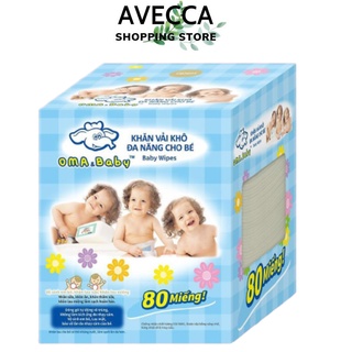 Khăn Vải Khô Đa Năng Cho Bé Oma & Baby (Hộp 80 Miếng)