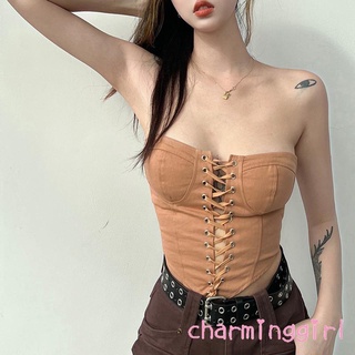 Áo ống đan dây chéo màu sắc lạ mắt thời trang cho nữ