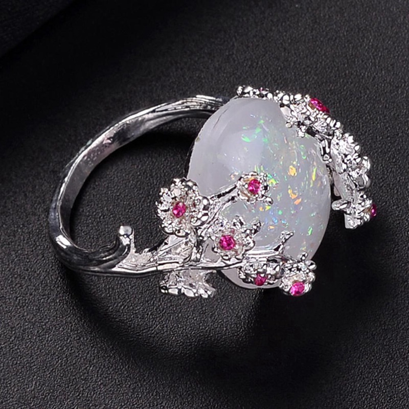 Nhẫn Đính Đá Opal Nhân Tạo Sang Trọng Cá Tính Cho Nữ