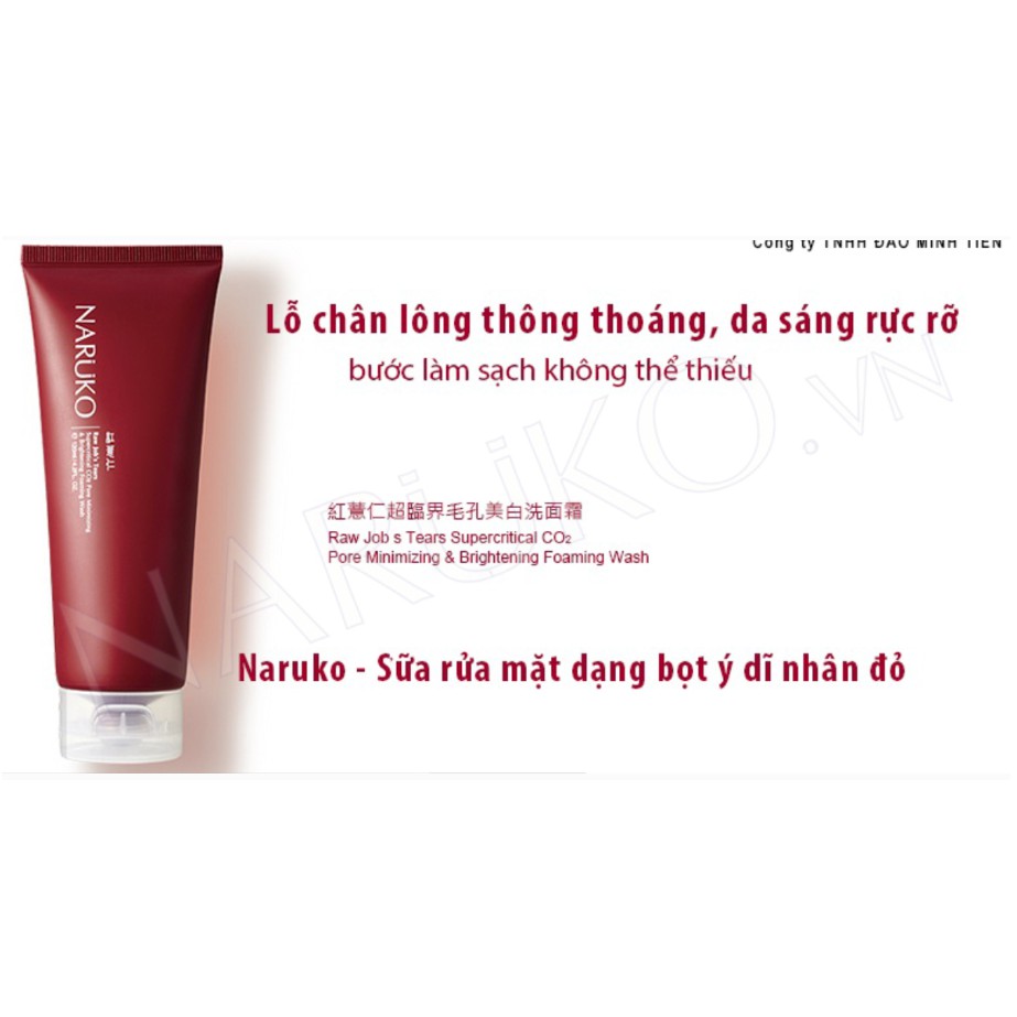 Sữa Rửa Mặt Tạo Bọt Chiết Xuất Ý Dĩ Nhân Naruko RJT Pore Minimizing & Brightening