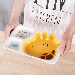 Khay ăn dặm cho bé bằng sứ cao cấp, hình thú dễ thương (có 3 ngăn)