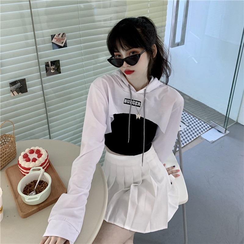 Set váy tennis + set 2 món crop hoddie burger