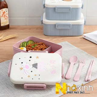 Hộp cơm lúa mạch 2 ngăn / Hộp đựng cơm văn phòng