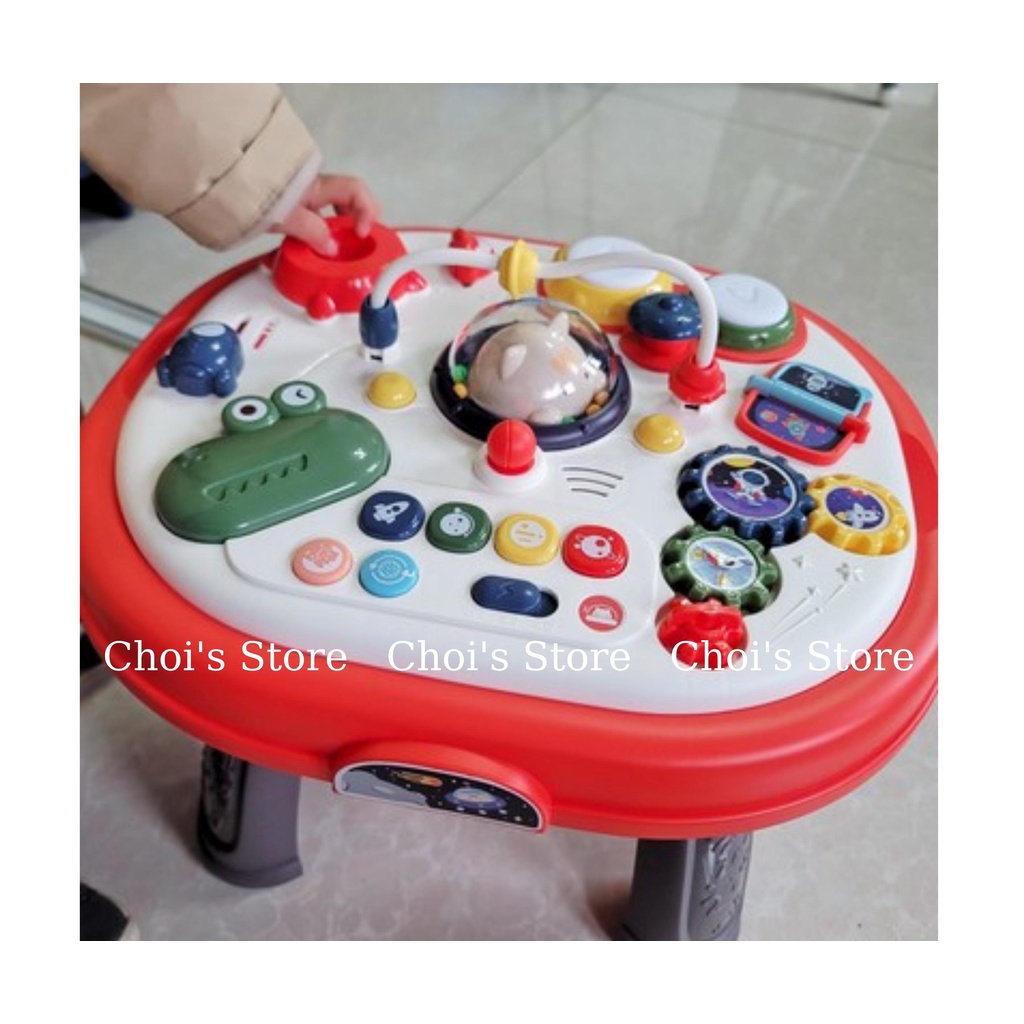 (kèm lego) Bàn nhạc 2 mặt thông minh, đồ chơi âm nhạc, xếp chồng, luồn hạt đa chức năng cho bé 1-3 tuổi