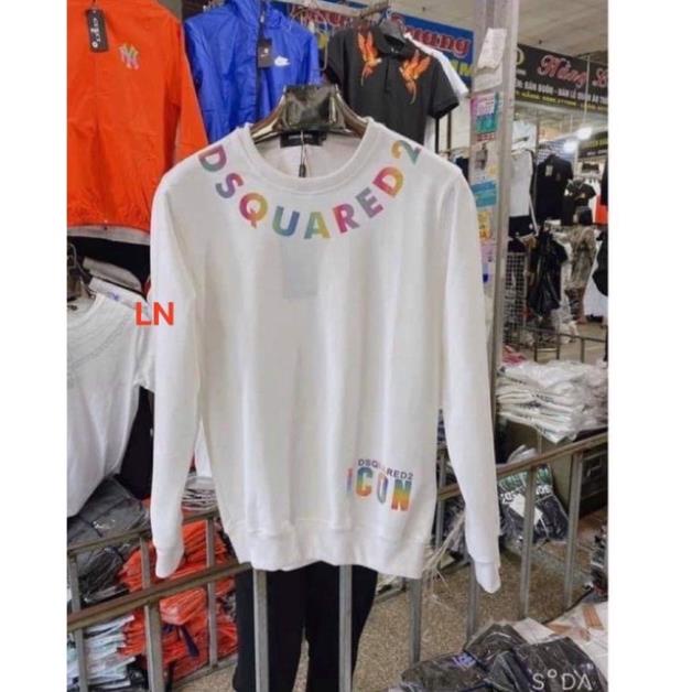 Áo Sweater DSQUARED2 vòng cổ phản quang 7 màu nỉ dài tay cổ tròn dày đẹp