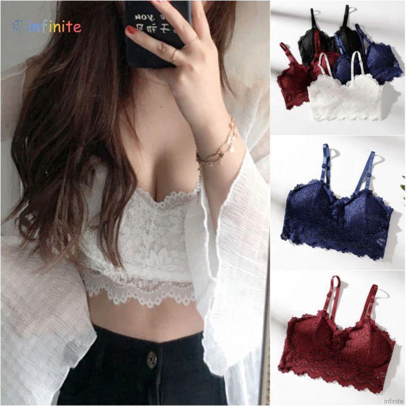 💞infinite Women's Seamless Underwear Wireless Quilted Bra V-neck Deep Gathered