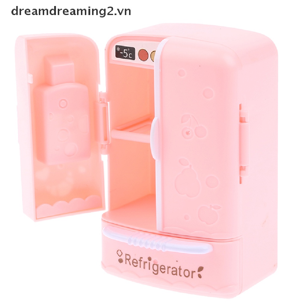Tủ Lạnh mini Màu Hồng Cho Nhà Búp Bê