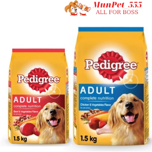 Thức ăn cho chó lớn Pedigree 1.5kg các vị nhập khẩu thái lan