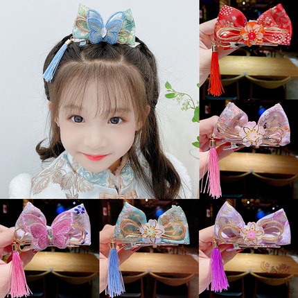 Nơ Cài Tóc Thiết Kế Tua Rua Phong Cách Trung Hoa Cho Bé Gái