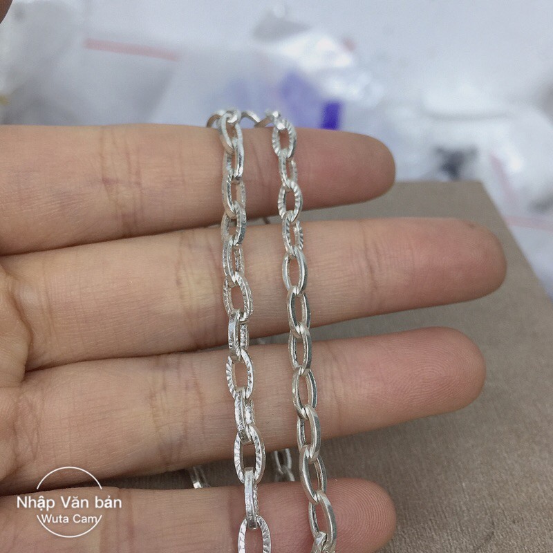 Lắc tay mắt xích bầu dục bạc ta NGỌC MẬU