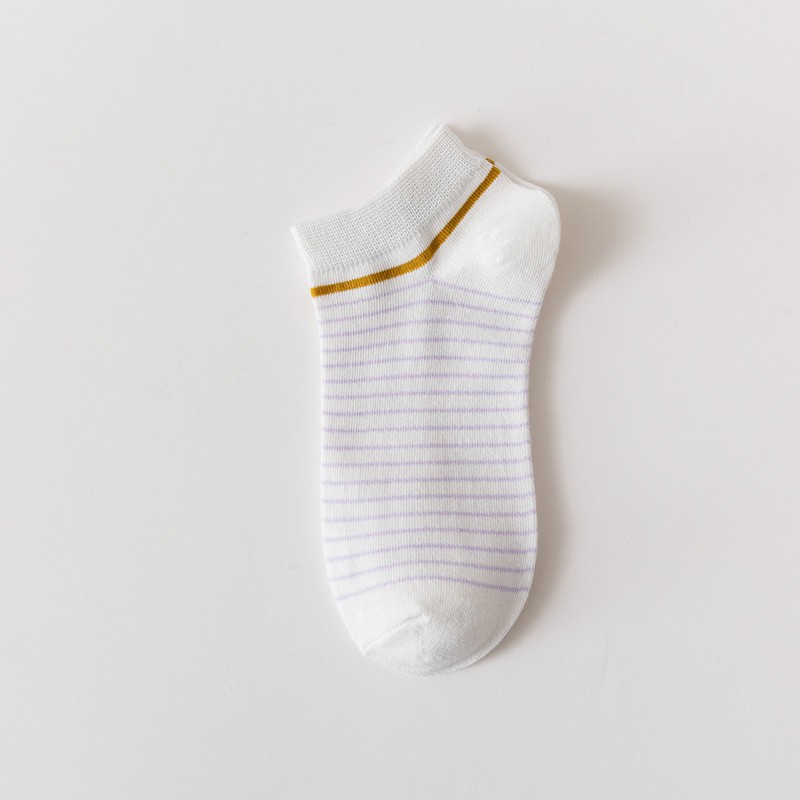 Vớ WAFNHA D434 cotton trong suốt kẻ sọc tím cho nữ