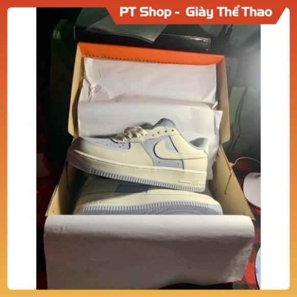 Giày thể thao AF1 kem tím Xịn Sò, Giầy AF1 Trắng kem Full box phụ kiện, PT Shop
