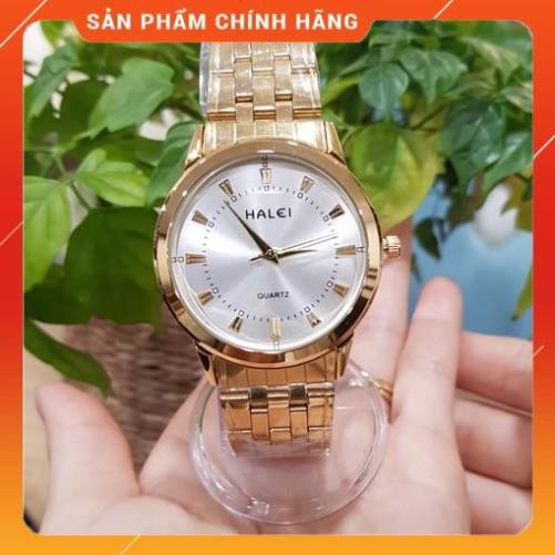 Hot!!! Đồng hồ cặp đôi nam nữ Halei mặt trắng dây da kim loại chính hãng Tony Watch 68 giá re