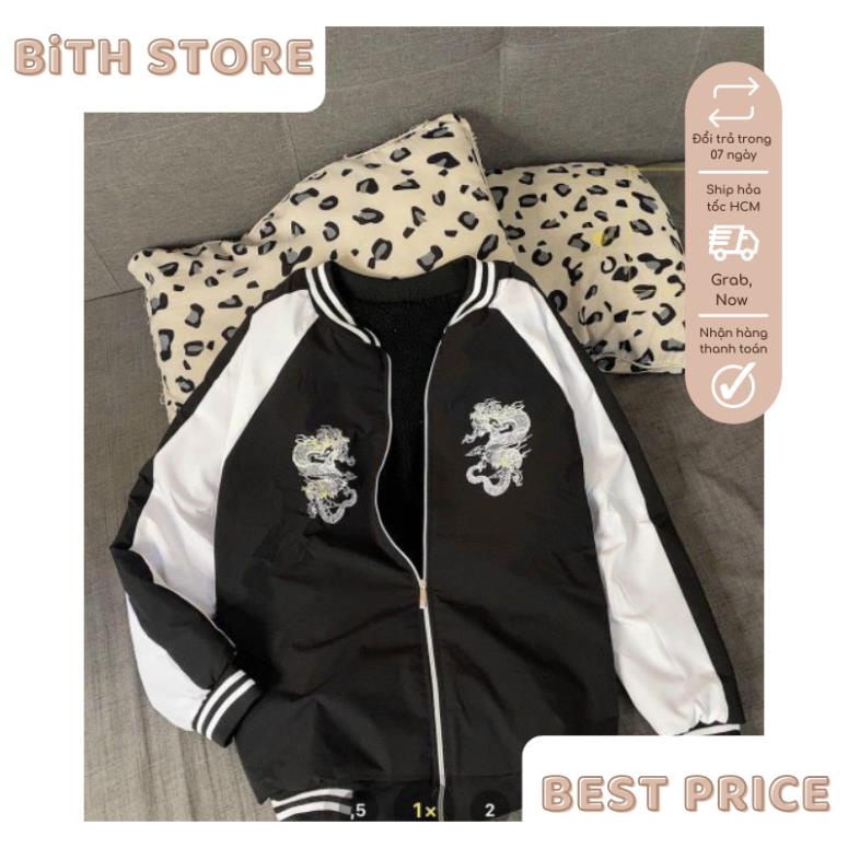 Áo khoác bomber dù unisex in rồng bay chất xịn