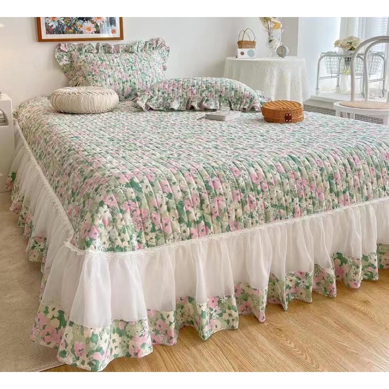 SÉT GA GỐI PHỦ TRẦN BÔNG REN DÀI