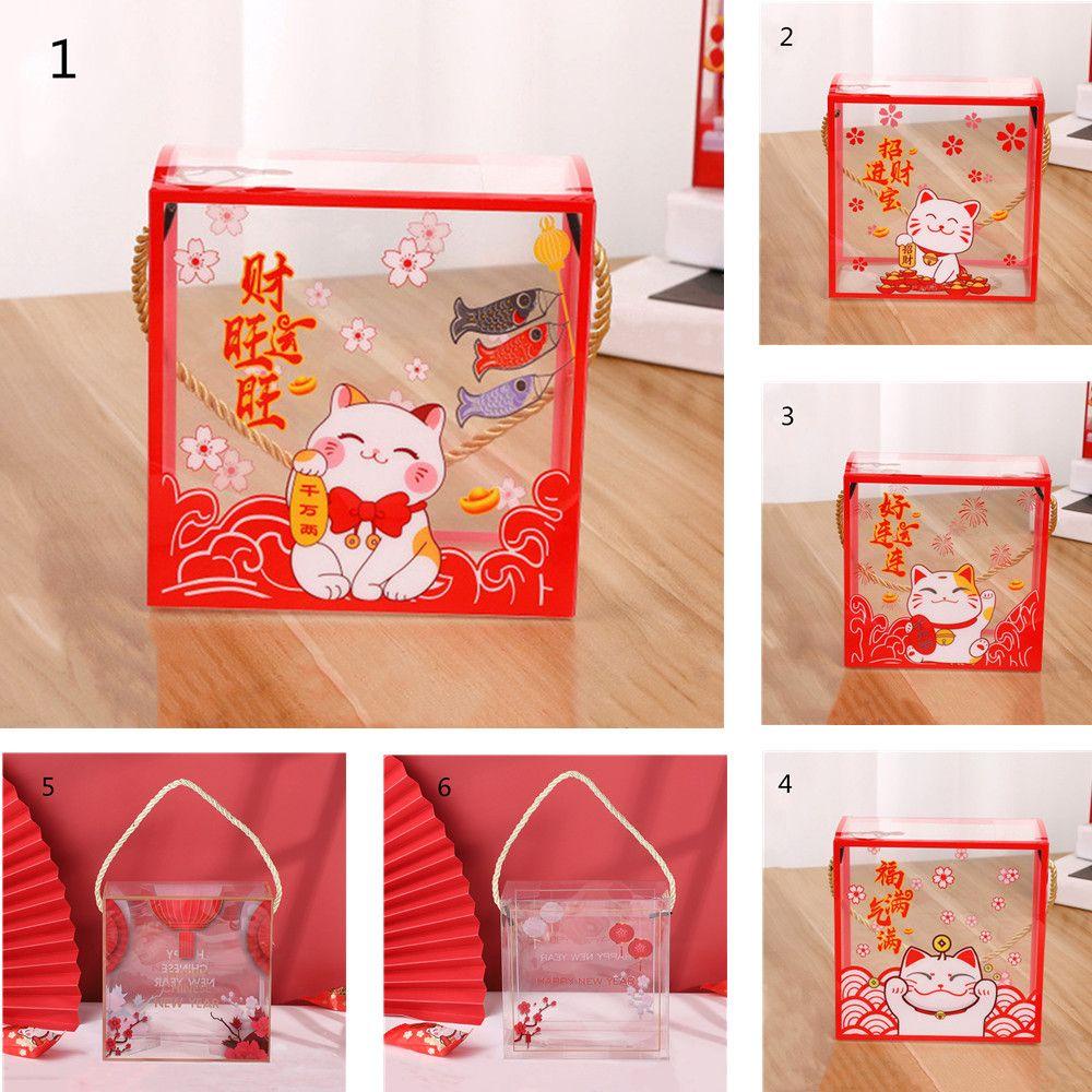 LAKAMIER Túi Đựng Bánh Quy / Quà Cưới / Năm Mới Phong Cách Trung Hoa Có Tay Cầm