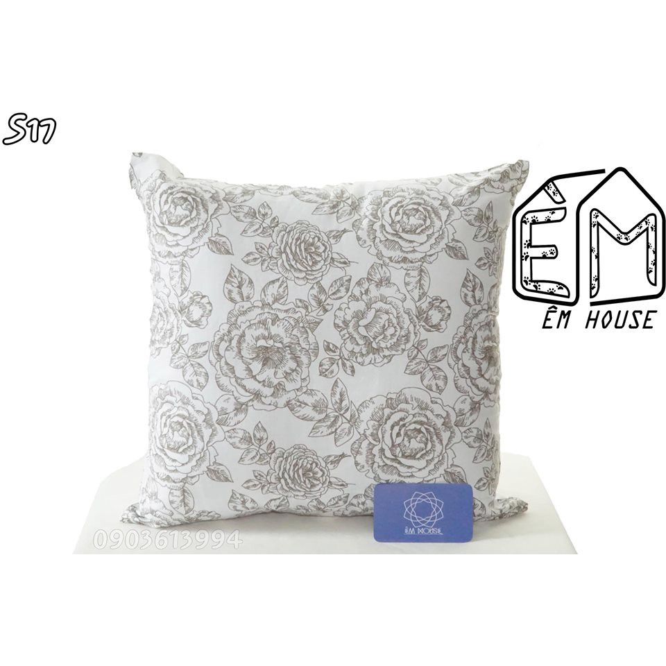 Vỏ gối Êm House tựa lưng sofa 40x40 các màu sọc và hoa
